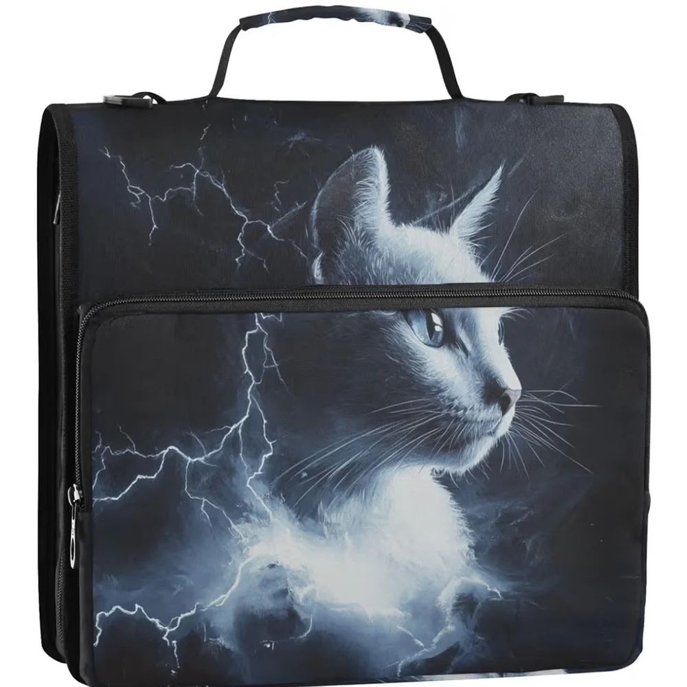 Stylish Black Cat Print Men's Bag